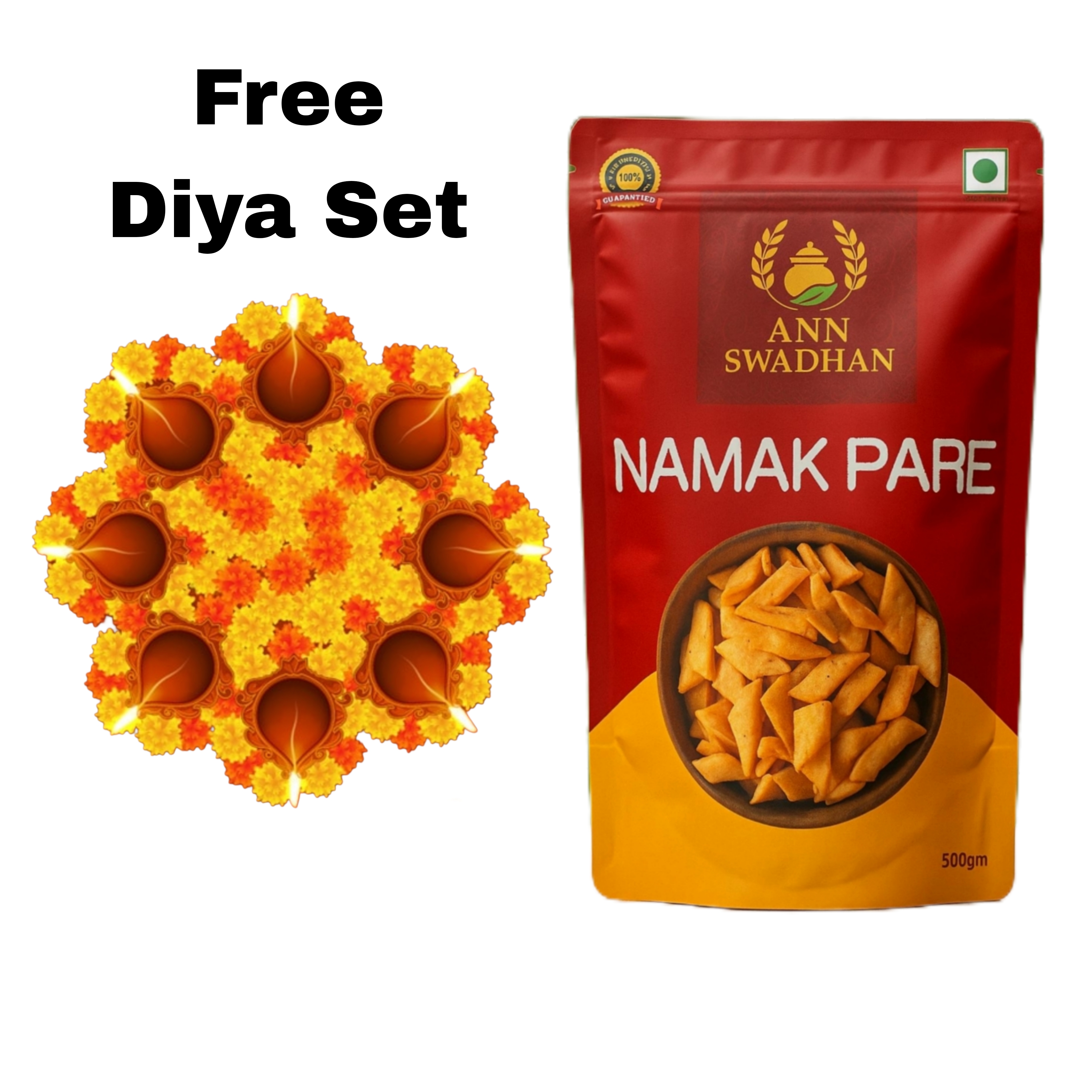 Free Diya Set With Classic Namak Pare – Festive Delight 🎁✨