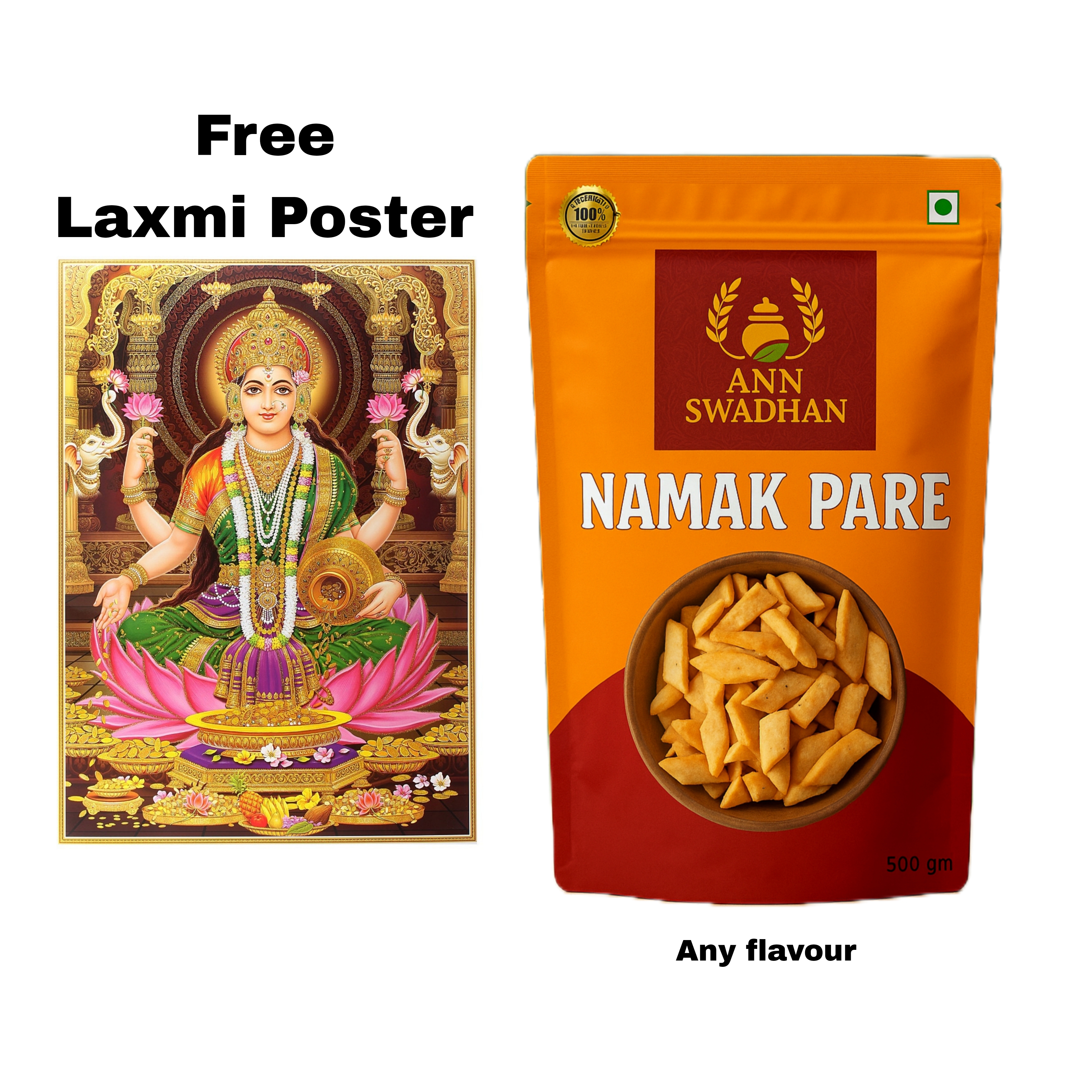 Free Laxmi Poster with Besan Namak Pare – Taste of Tradition 🌿