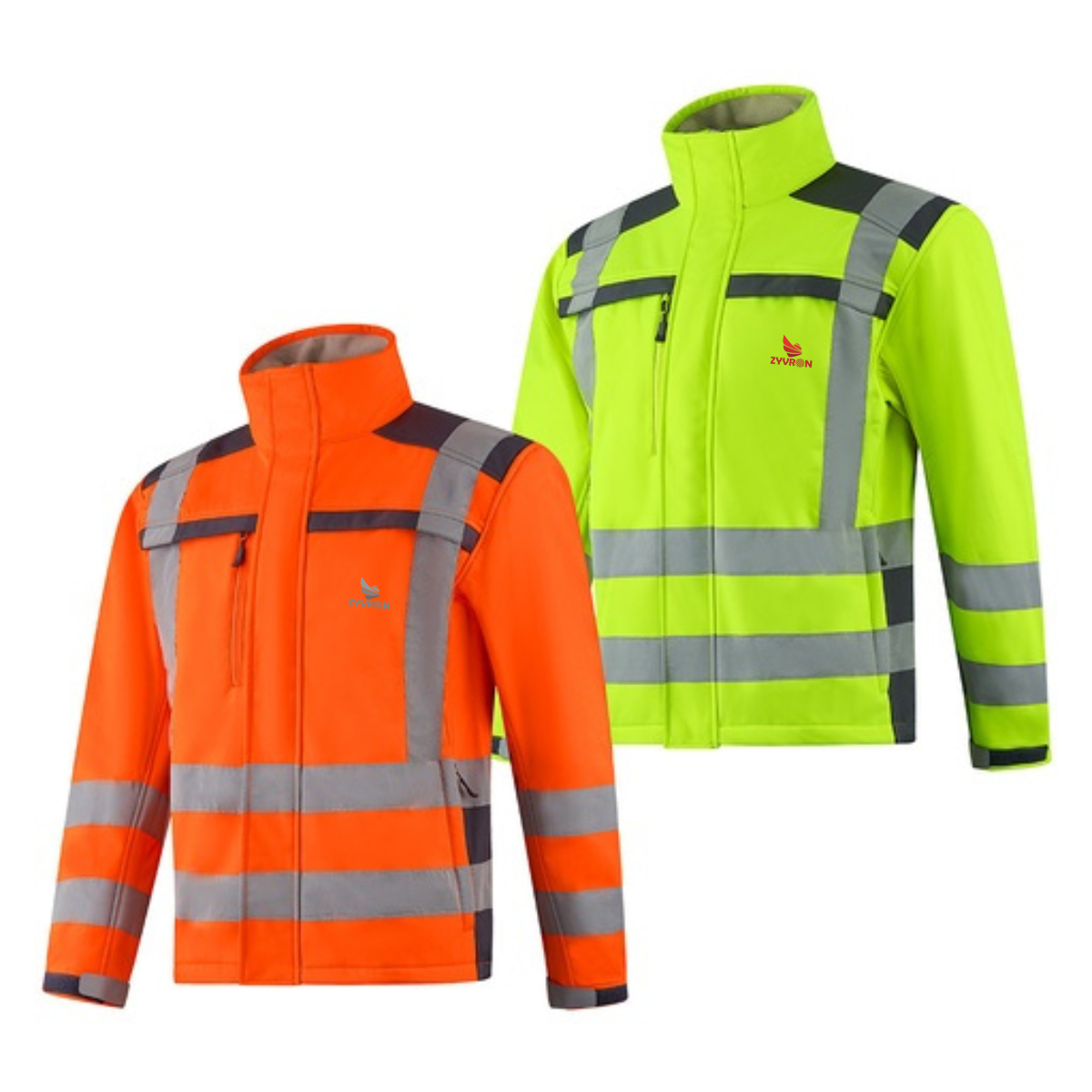 Zyvron Premium Soft Shell Fleece Jacket High Visibility Reflective Workwear - Upper Wear