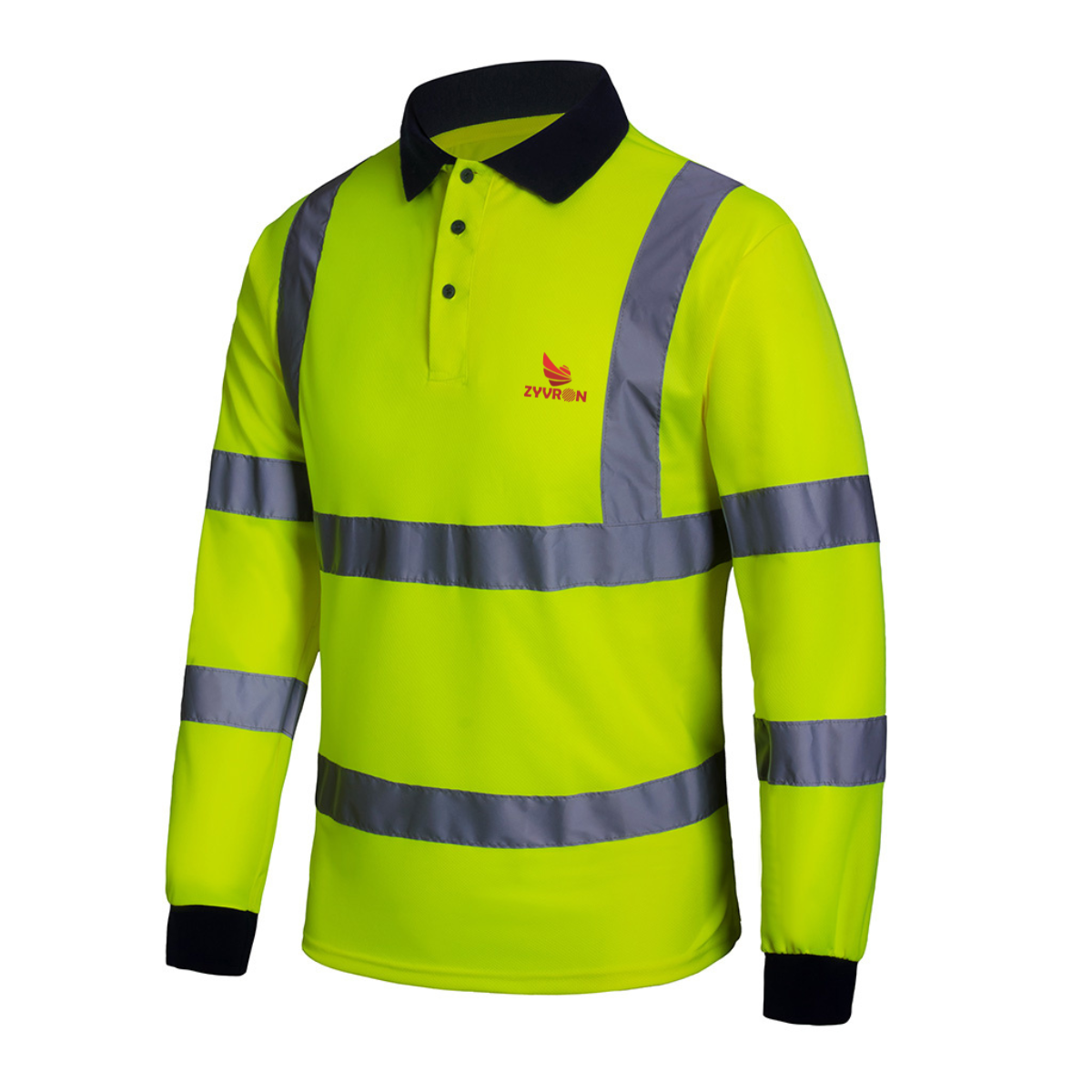 Zyvron Construction T-Shirt High Visibility Reflective Safety Shirt - Full Sleeve Unisex Collar Neck