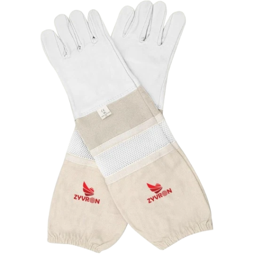Premium Goatskin & Cotton Beekeeping Gloves – Ventilated Protective Leather Gloves