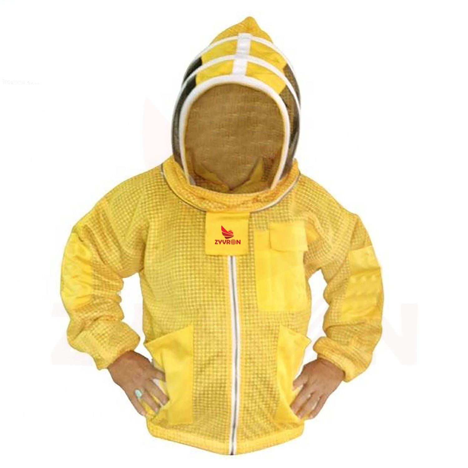 Zyvron Professional Ventilated Beekeeping Jacket – 3 Pockets with Fencing Veil