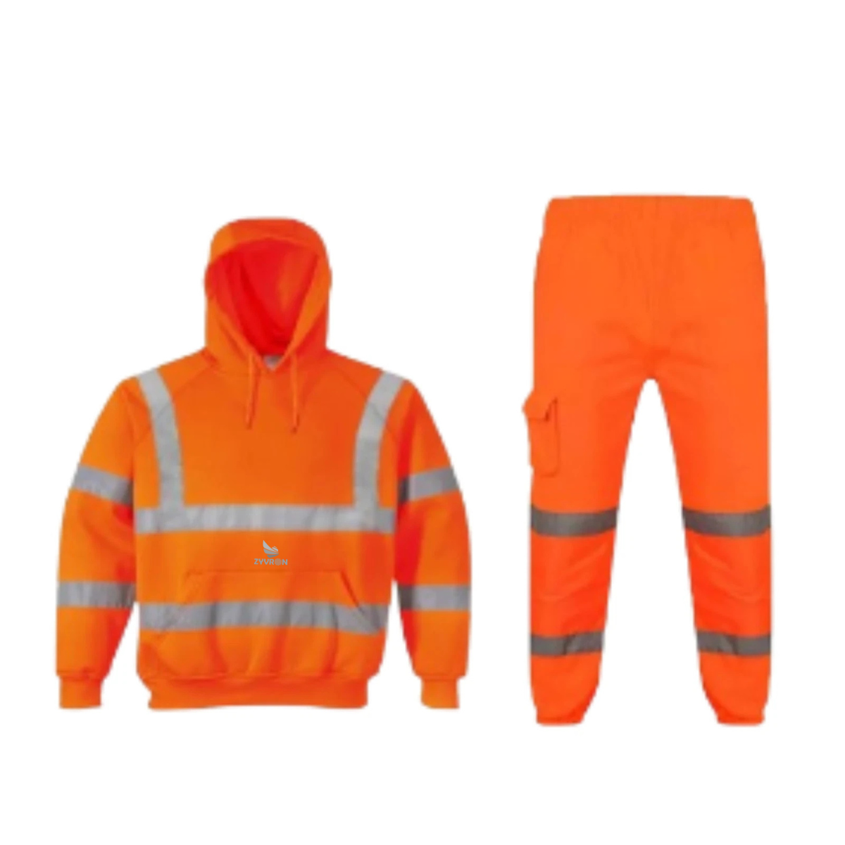 Zyvron Hi Vis Viz Reflective Fleece Workwear Jumper Bottoms Jogger Safety Tracksuit Set - 4 Designs