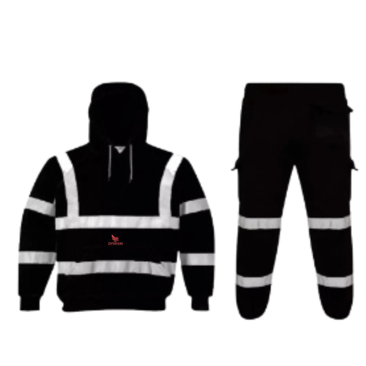 Zyvron Hi Vis Viz Reflective Fleece Workwear Jumper Bottoms Jogger Safety Tracksuit Set - 4 Designs