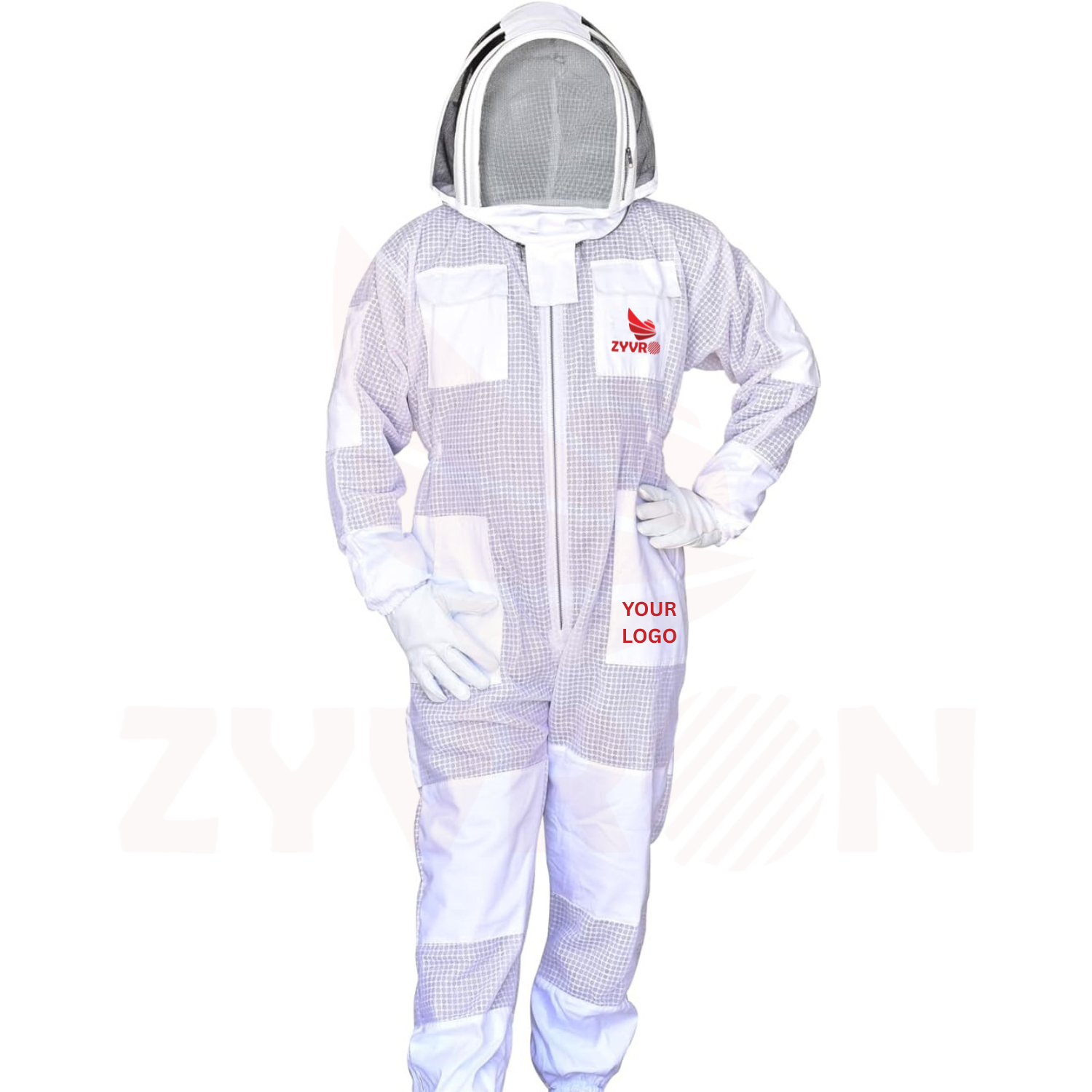 Zyvron Professional 3-Layer Ventilated Beekeeping Suit with Fencing Veil & Goatskin Gloves