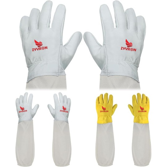 2 Pairs Long Goatskin Beekeeping Gloves