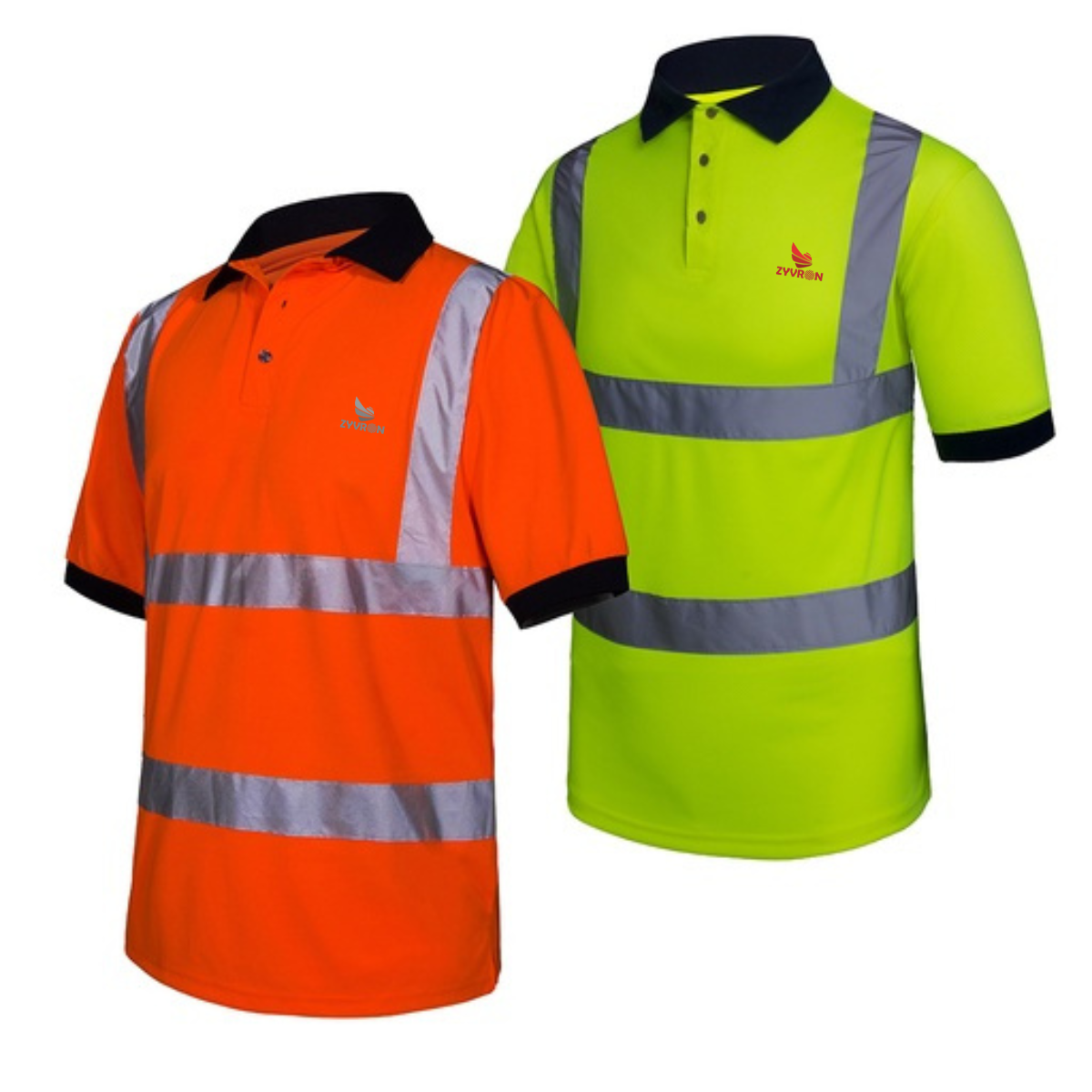 Zyvron Class Construction POLOSHIRT High Visibility Reflective Safety Shirt - POLOSHIRT Unisex Collar Neck