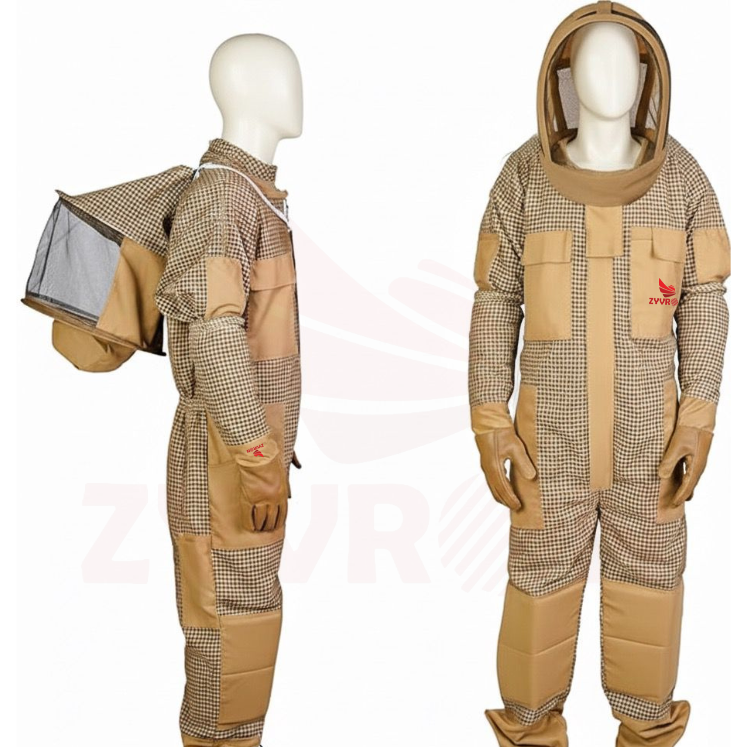 Zyvron Ultra Breeze 3-Layer Ventilated Beekeeping Suit with 2 Veils & Goatskin Gloves – Professional Uniex Sting-Proof Protection 