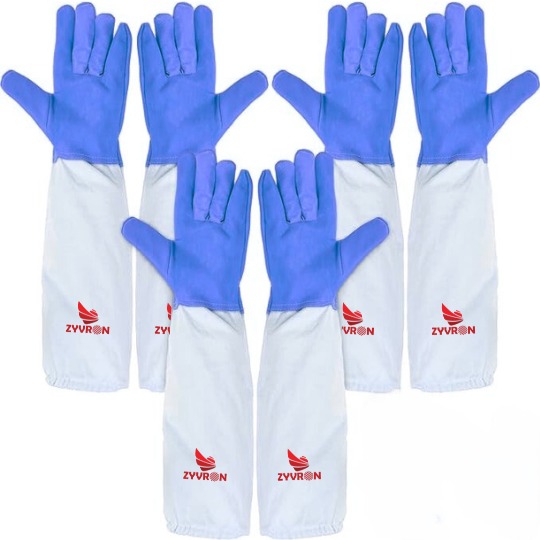 3 Pairs Beekeeping Gloves – Goatskin Leather with Ventilated Canvas Sleeves, Thick Protective Gloves for Beginner & Professional Beekeepers, Elastic Cuffs