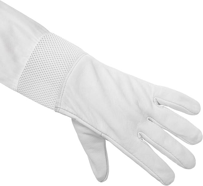 Zyvron Beekeeping Gloves - Goatskin Leather with Ventilated Canvas Sleeve and Elastic Cuff
