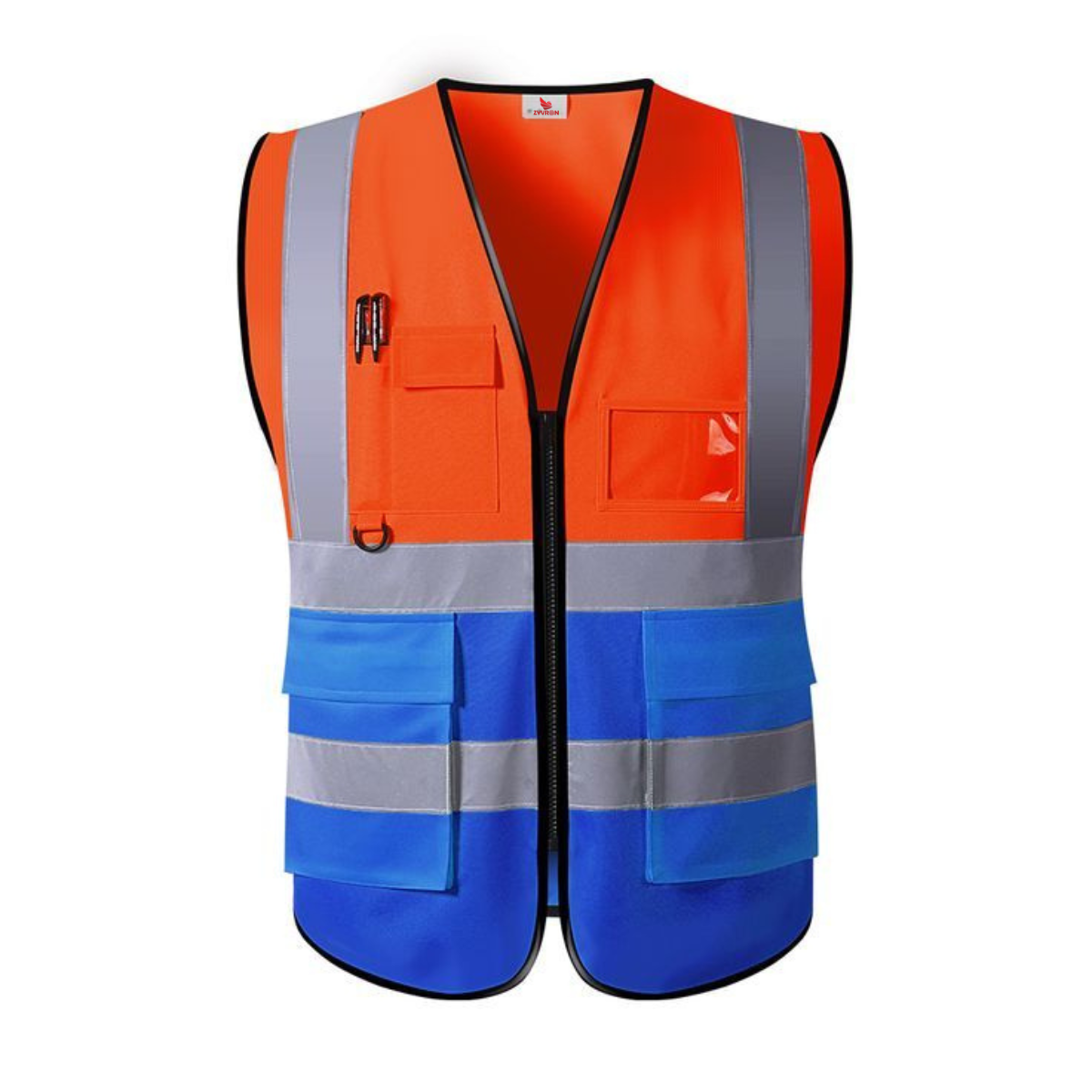 Zyvron Reflective Orange Blue Safety Vest – Premium Breathable Workwear