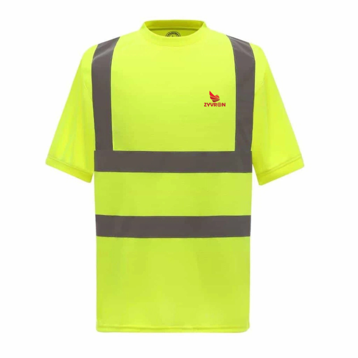 Zyvron Hi Vis Class Construction T-Shirt High Visibility Reflective Safety Shirt - Short Sleeve Unisex Round Neck