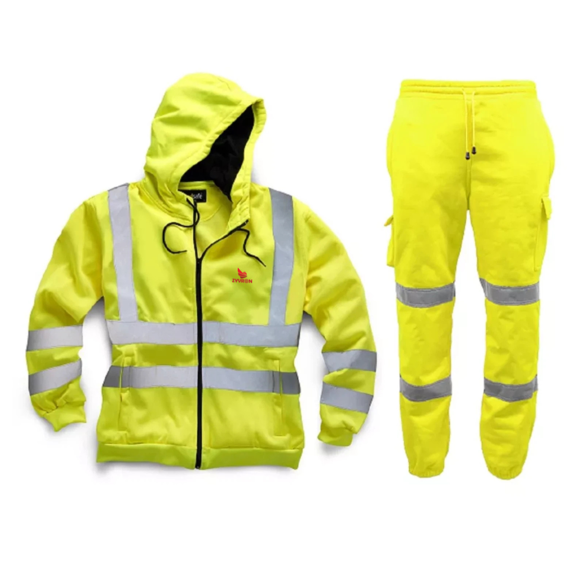 Zyvron Hi-Vis Safety Tracksuit Set – Zip Hoodie & Jogging Bottoms