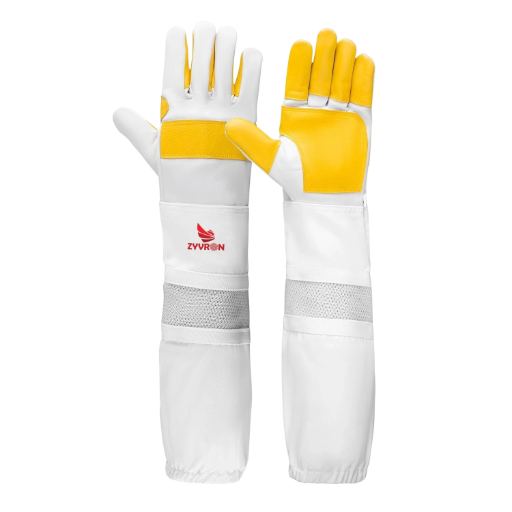 Zvvron Cowhide Beekeeping Gloves with Ventilated Gauntlets