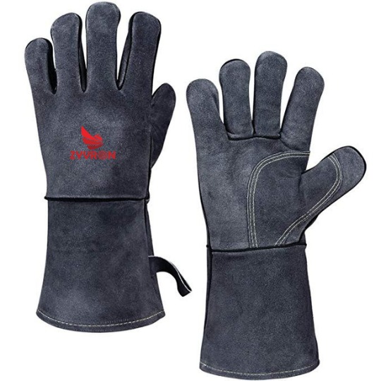 Welding Gloves – 14-Inch Heat-Resistant Leather Grill & BBQ Gloves with Flame-Retardant Insulated Lining, Unisex