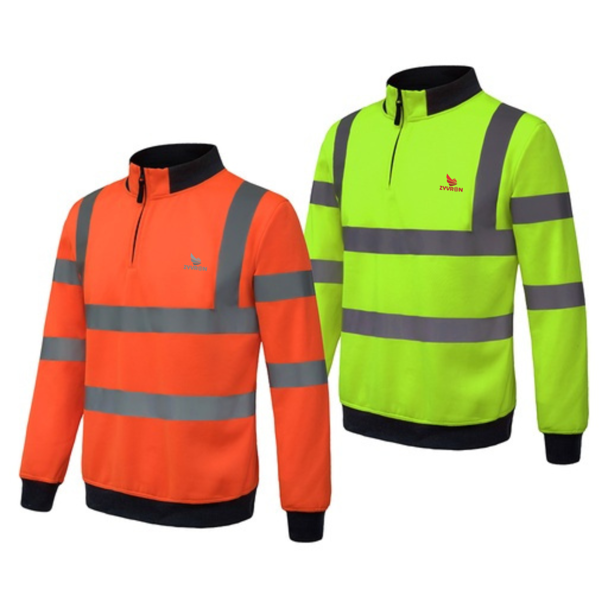 Zyvron Quarter Zip 2 Design Sweatshirt High Visibility Reflective Safety Workwear