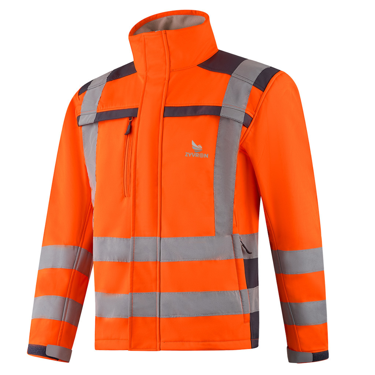 Zyvron Premium Soft Shell Fleece Jacket High Visibility Reflective Workwear - Upper Wear