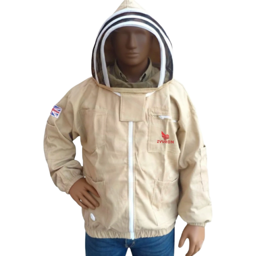 Zyvron Olive Cotton Beekeeping Jacket – Professional Protective Gear with Fencing Veil