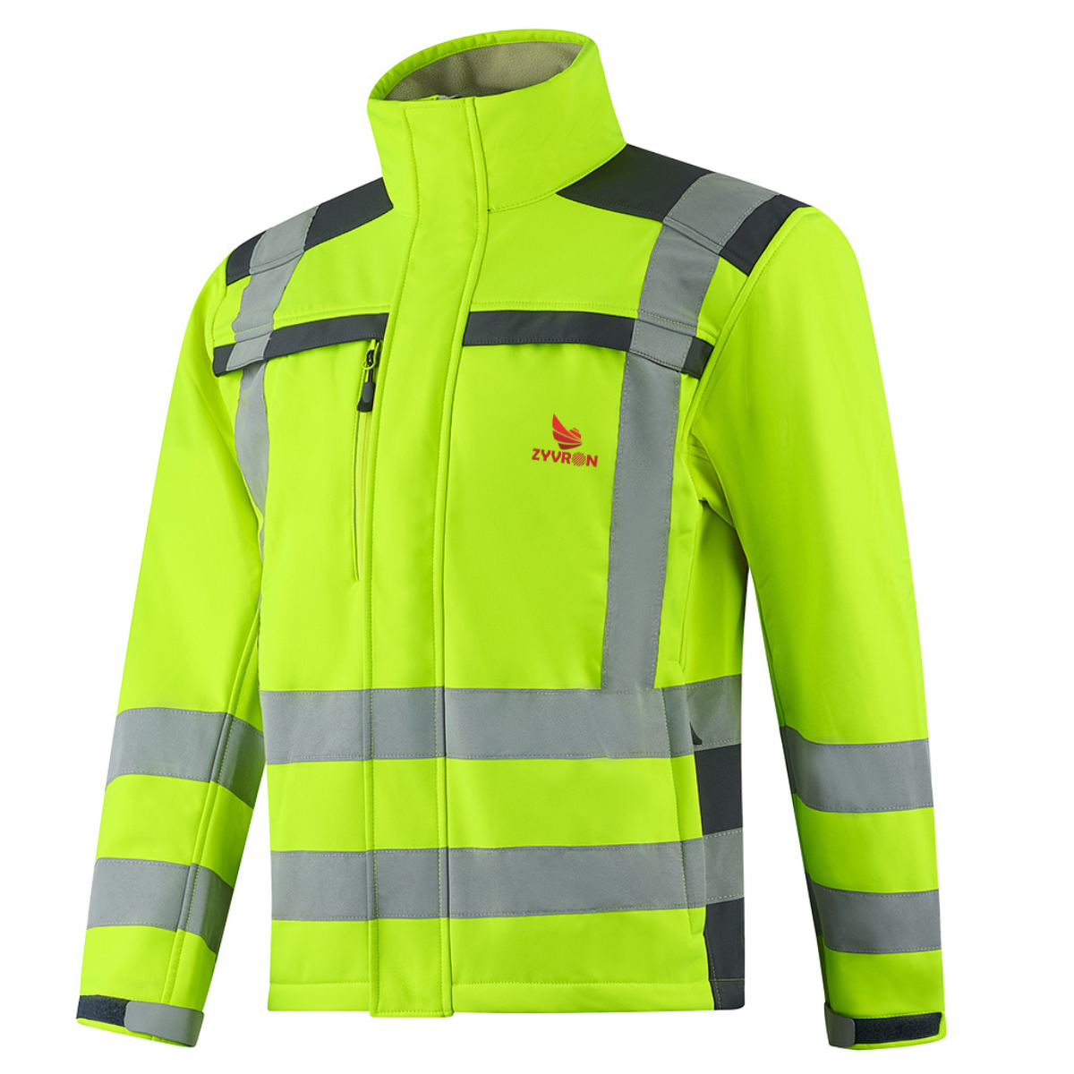 Zyvron Premium Soft Shell Fleece Jacket High Visibility Reflective Workwear - Upper Wear