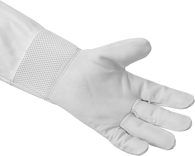 Zyvron Beekeeping Gloves - Goatskin Leather with Ventilated Canvas Sleeve and Elastic Cuff