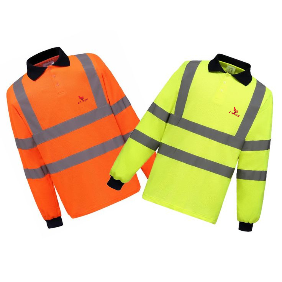 Zyvron Construction T-Shirt High Visibility Reflective Safety Shirt - Full Sleeve Unisex Collar Neck