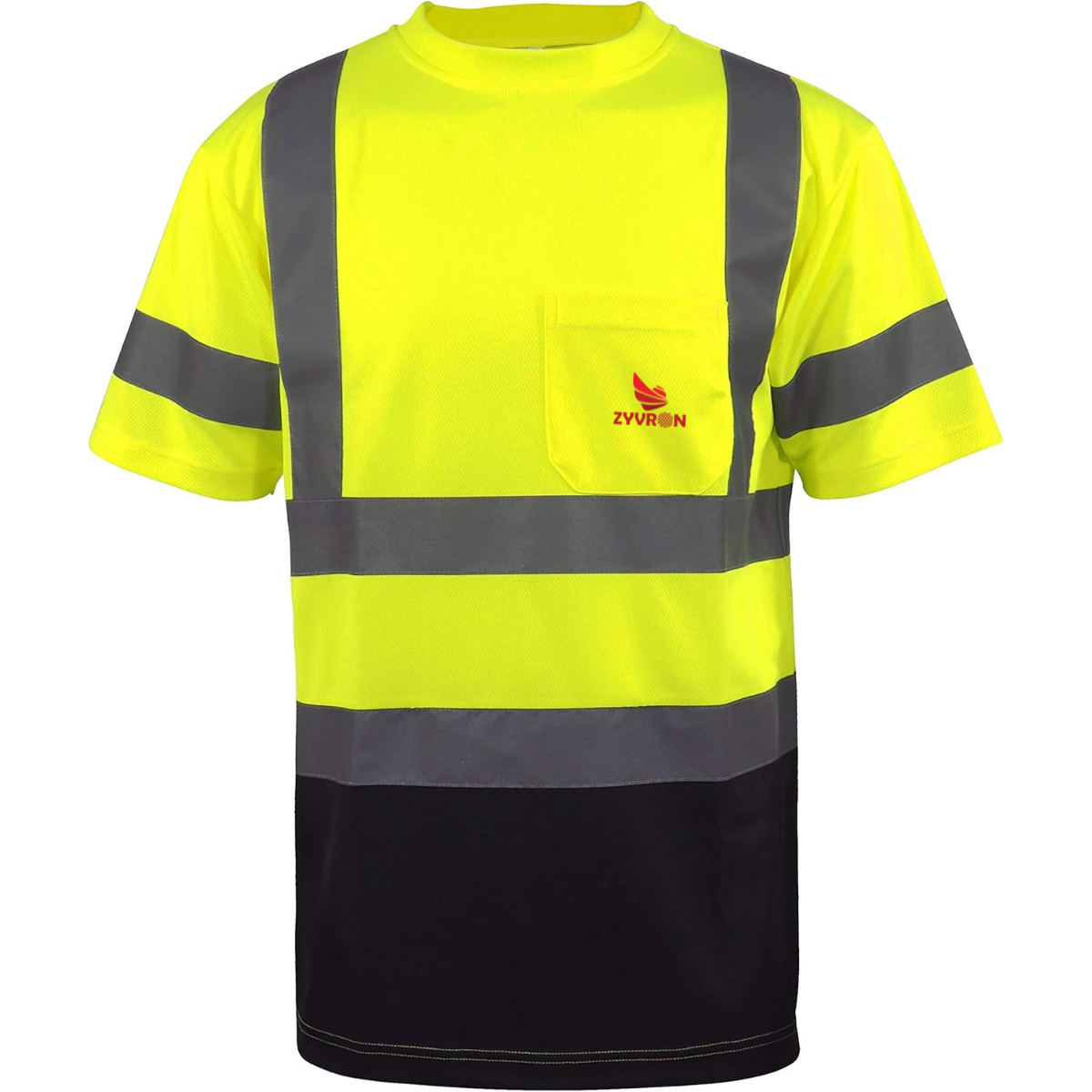 Zyvron Hi Vis Class Construction T-Shirt High Visibility Reflective Safety Short Sleeve Unisex Round Neck