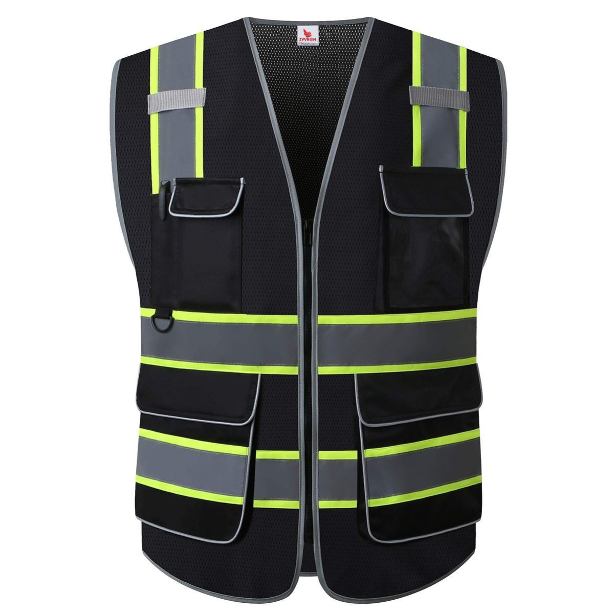 Zyvron Premium Safety Vest High Visibility - Mesh Reflective Vest with 4 Pockets & Zipper