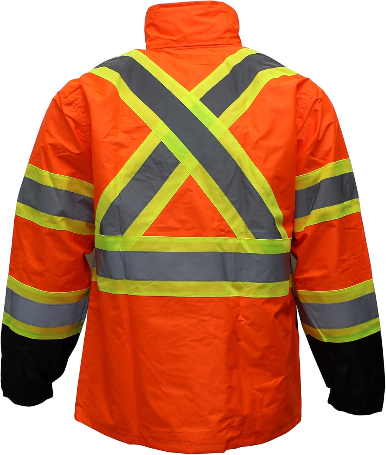 Zyvron Safety X-Pattern High Visibility Rain suit, Jacket, Pants High Visibility Reflective Black Bottom