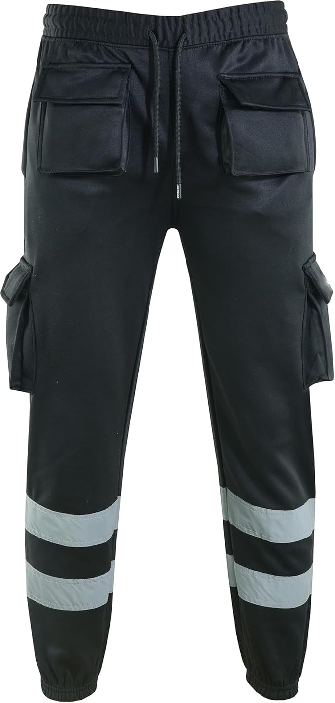 Zyvron Luxury Hi-Vis Fleece Cargo Work Trousers Joggers