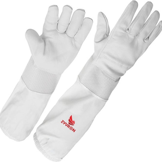 Zyvron Beekeeping Gloves - Goatskin Leather with Ventilated Canvas Sleeve and Elastic Cuff