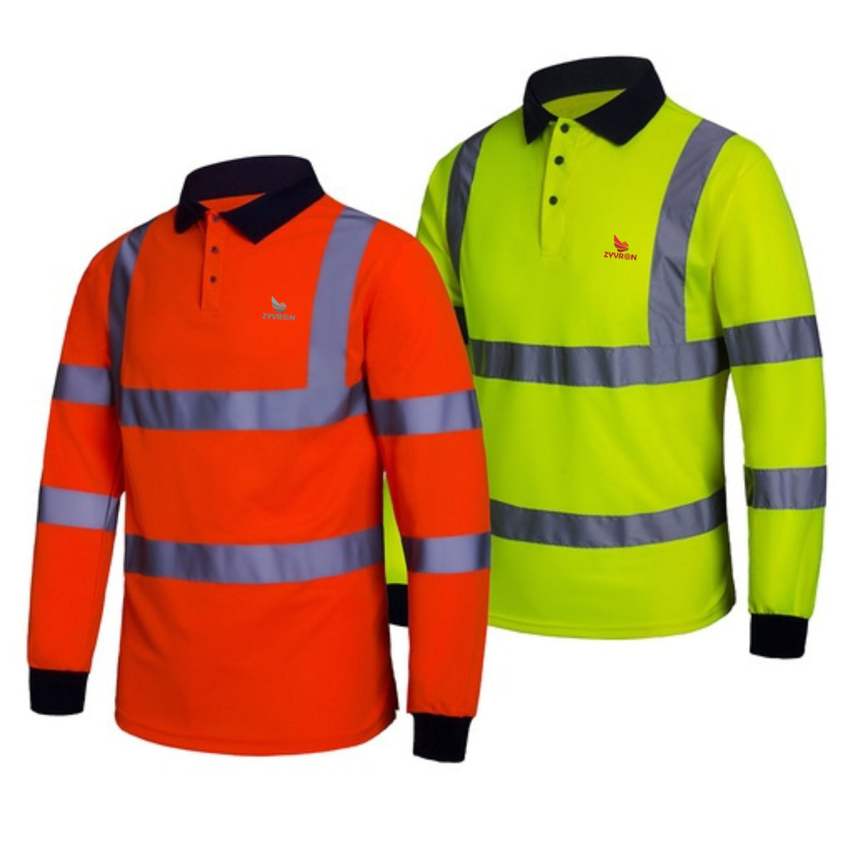 Zyvron Construction T-Shirt High Visibility Reflective Safety Shirt - Full Sleeve Unisex Collar Neck