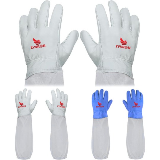 2 Pairs Long Goatskin Beekeeping Gloves