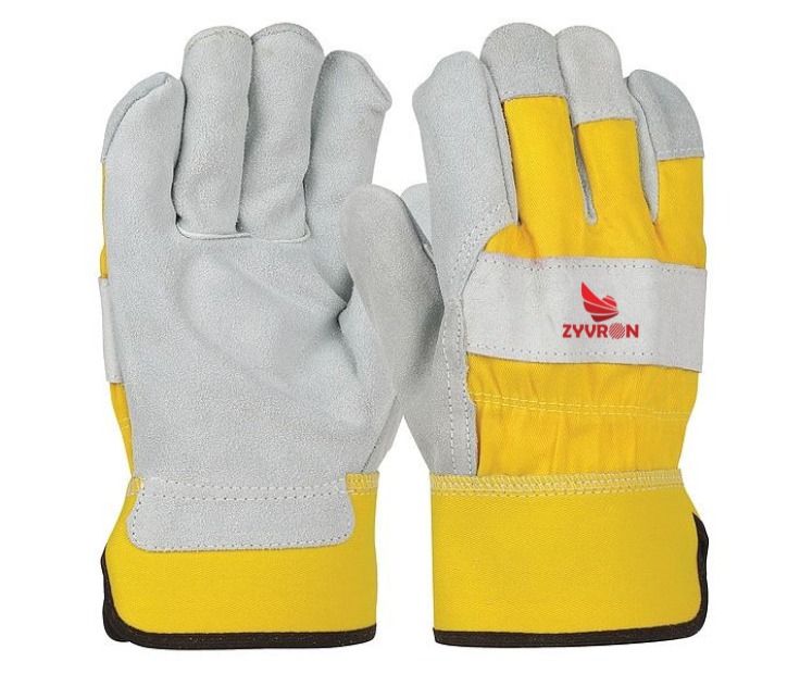 Leather Work Gloves – Cowhide, Safety Cuff, Full Finger, Wing Thumb