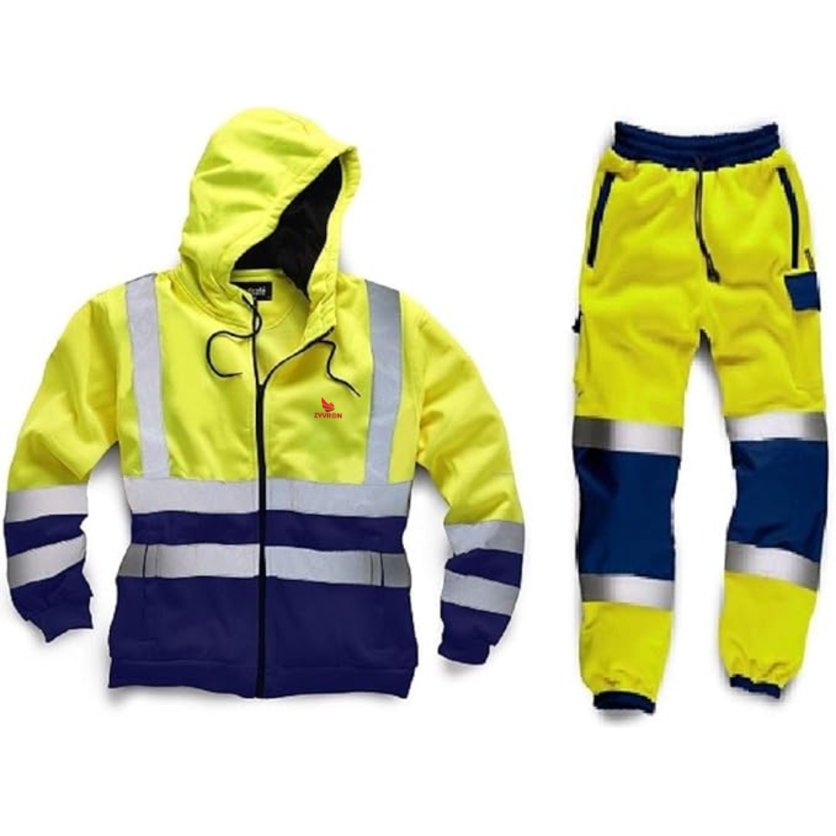 Zyvron Hi-Vis Safety Tracksuit Set – Zip Hoodie & Jogging Bottoms