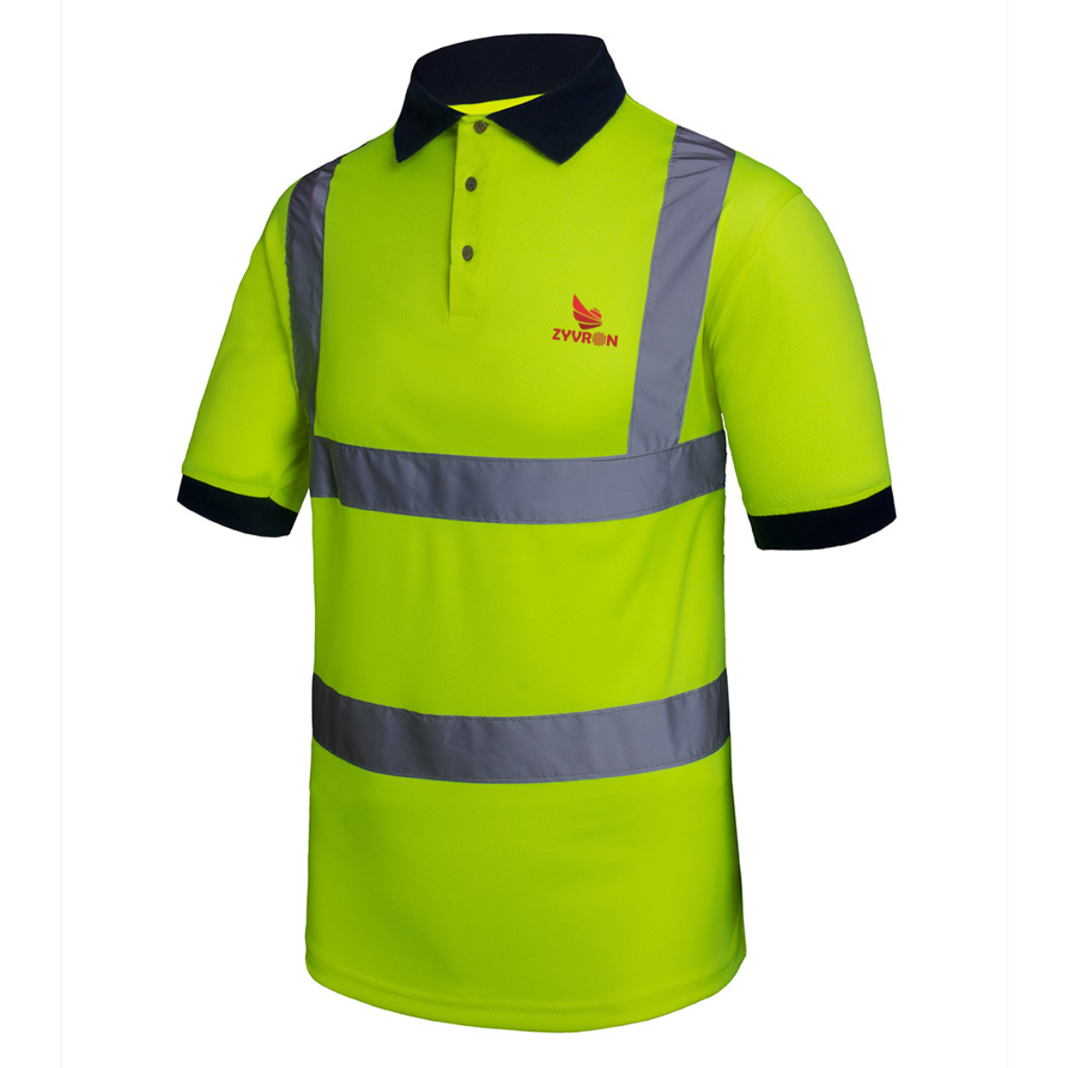 Zyvron Class Construction POLOSHIRT High Visibility Reflective Safety Shirt - POLOSHIRT Unisex Collar Neck