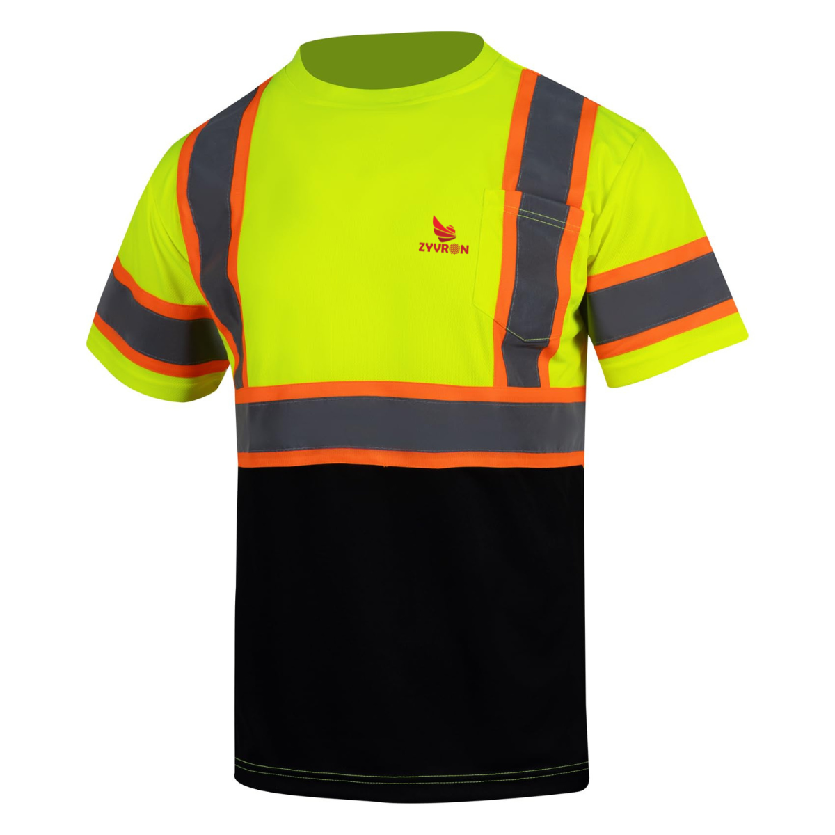 Zyvron Premium Hi Vis Class Construction T-Shirt High Visibility Reflective Safety Short Sleeve Unisex Round Neck