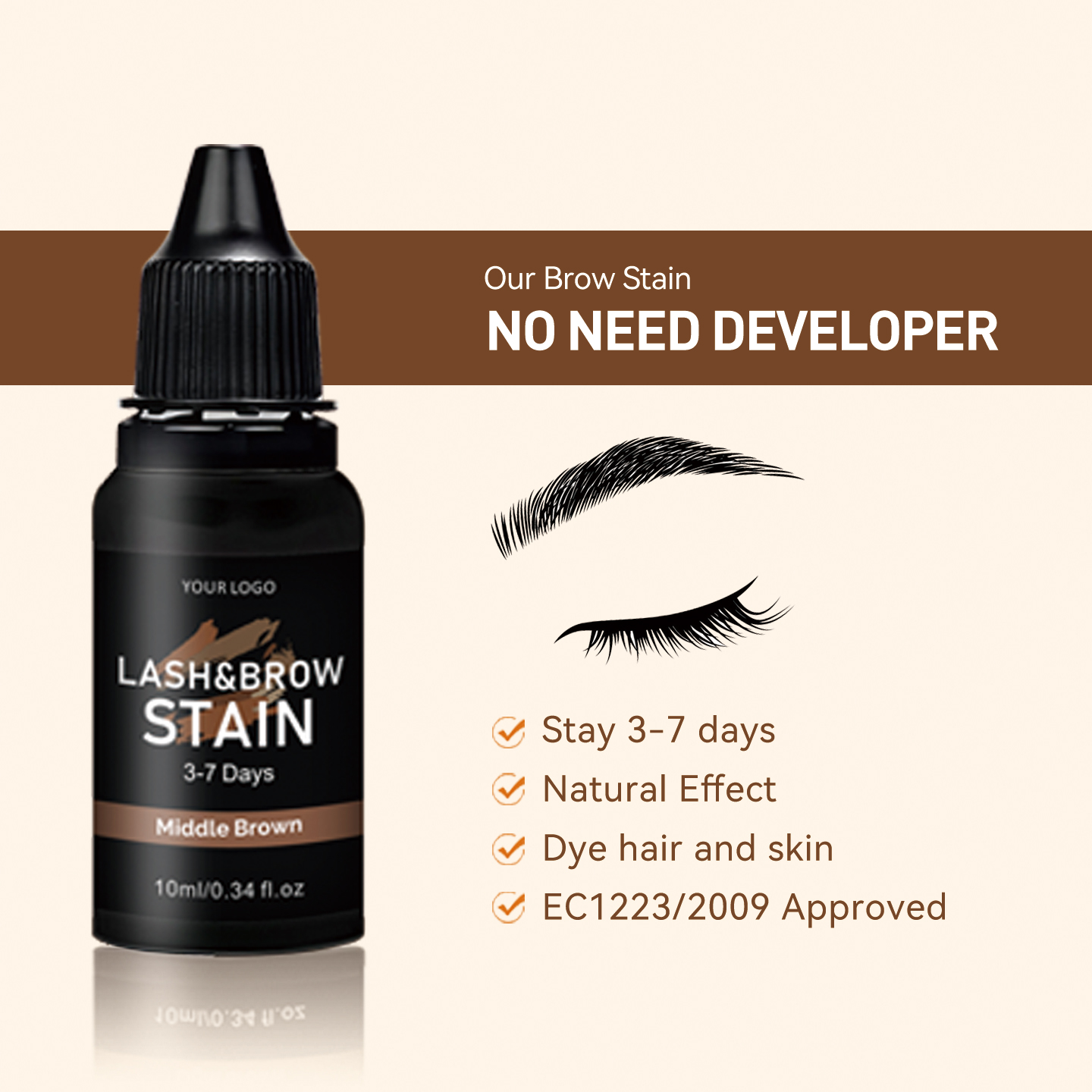 Private Label Hybrid 5-7 Day No Developer Black Brown Root Touch Henna Eyebrow Eyelash  Para Cejas Dyes Tint Gel Cream Pigment Stain 