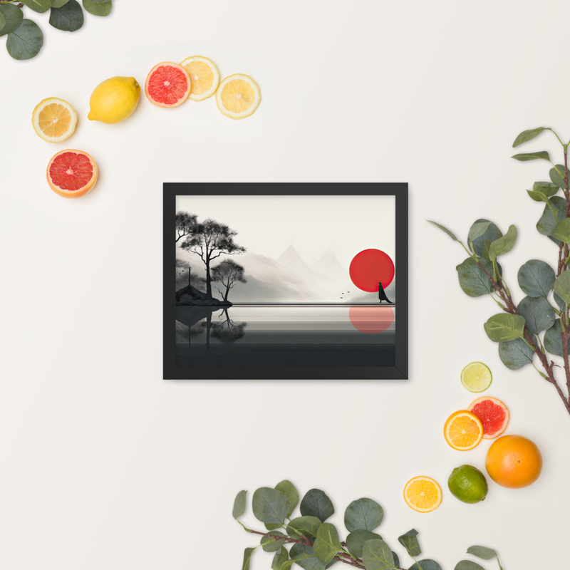 Enhanced Matted Paper Framed Poster of an artistic Sunset