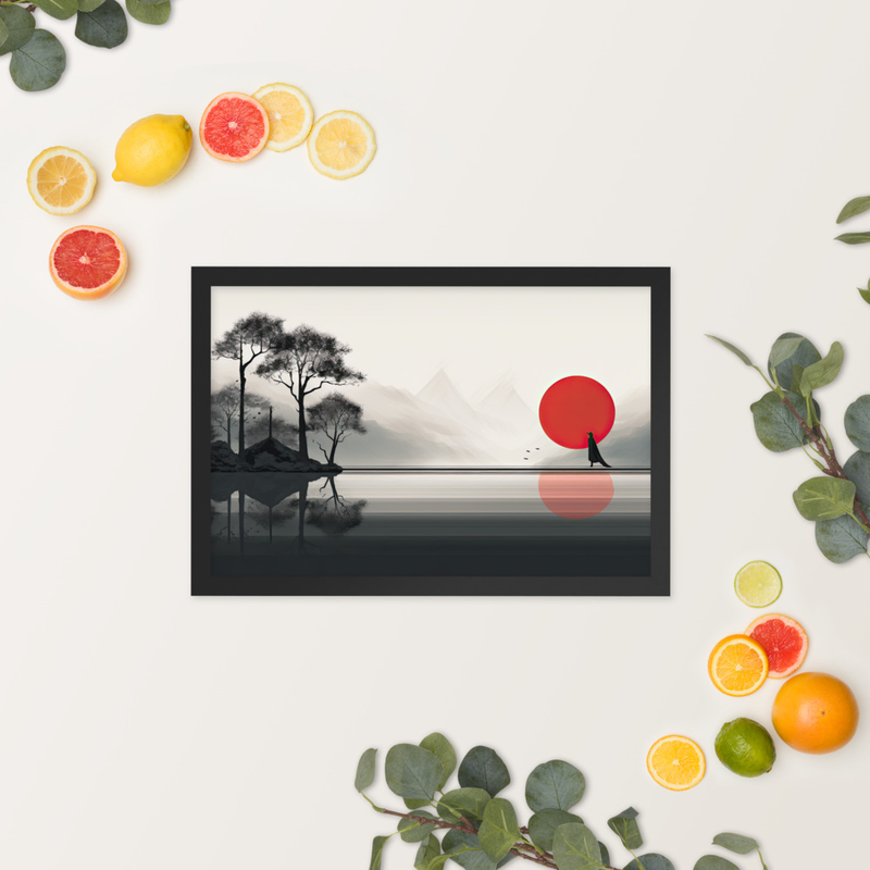 Enhanced Matted Paper Framed Poster of an artistic Sunset