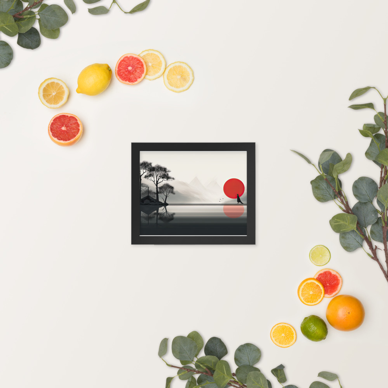 Enhanced Matted Paper Framed Poster of an artistic Sunset