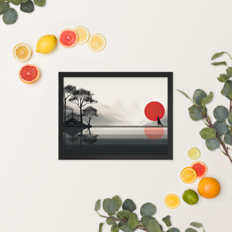 Enhanced Matted Paper Framed Poster of an artistic Sunset