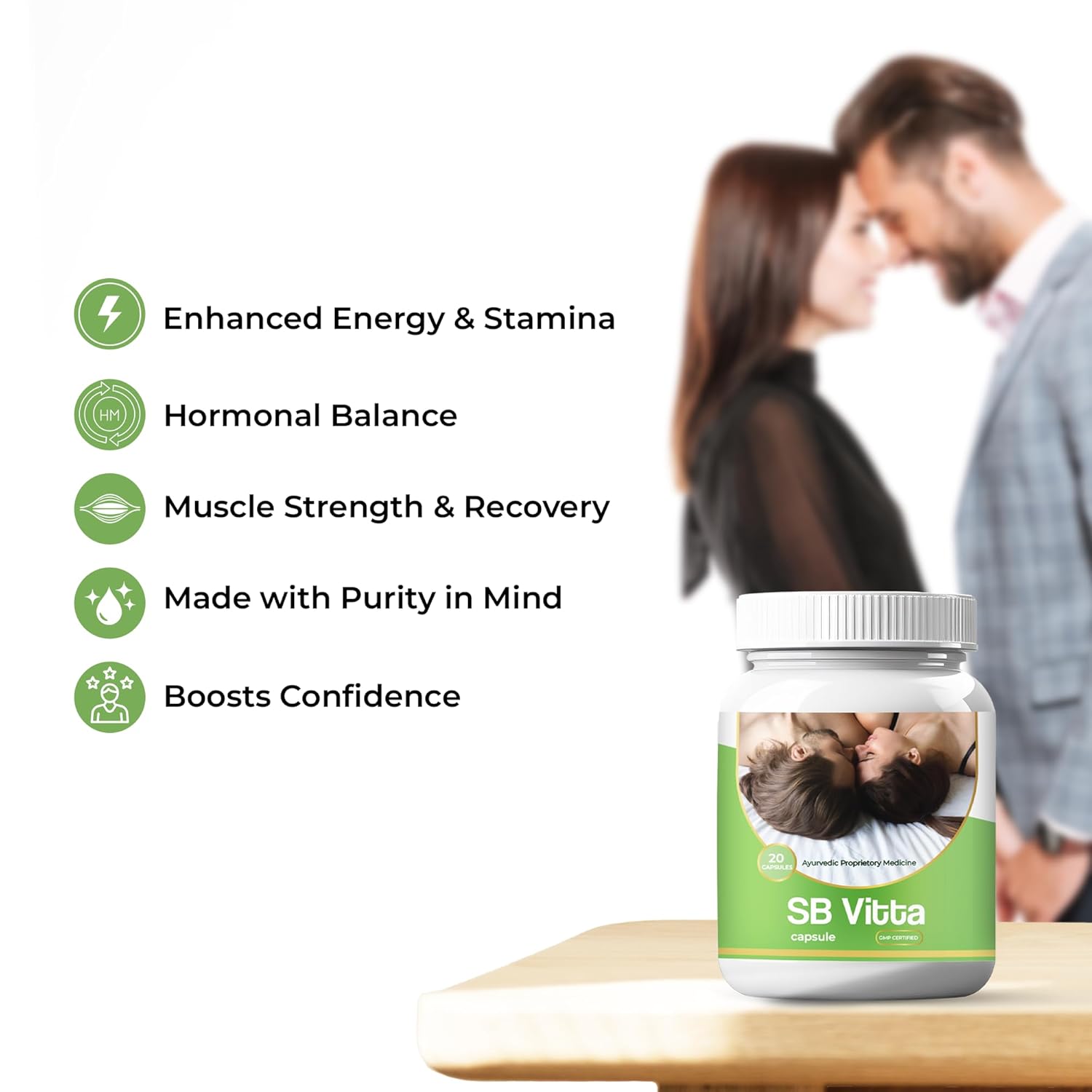 SB Vitta Ayurvedic Testosterone Booster Capsules for Men & Women | Energy Support 