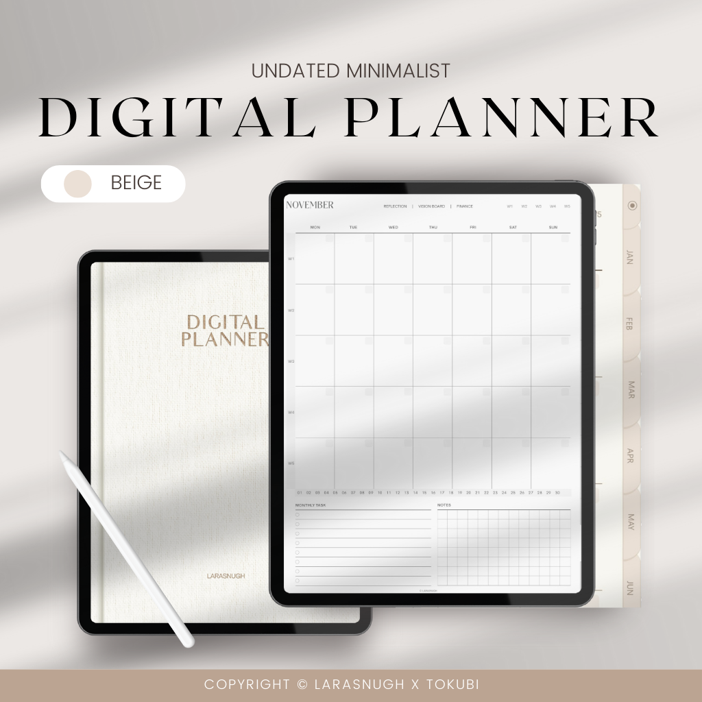 [DIGITAL FILES] BEIGE Undated Digital Planner by Larasnugh