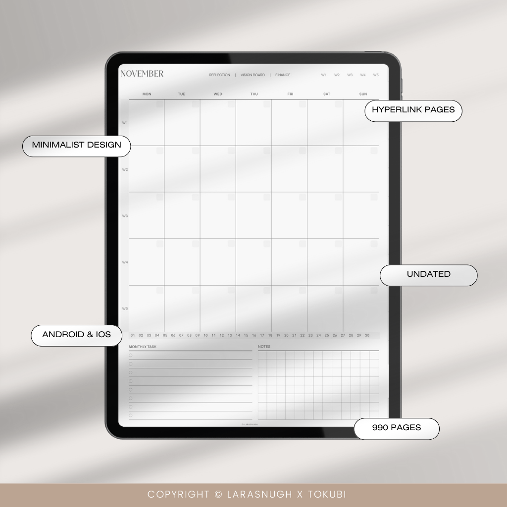 [DIGITAL FILES] BLACK Undated Digital Planner by Larasnugh
