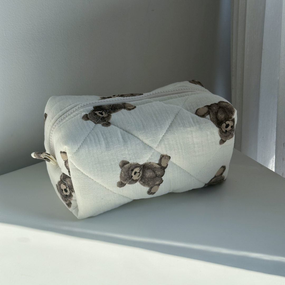 Teddy - Darling Quilted Makeup Pouch