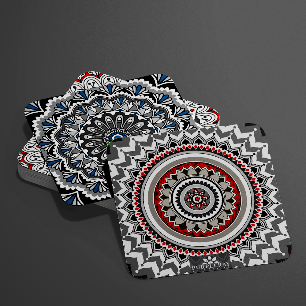 Coasters - Black Mandala Pattern