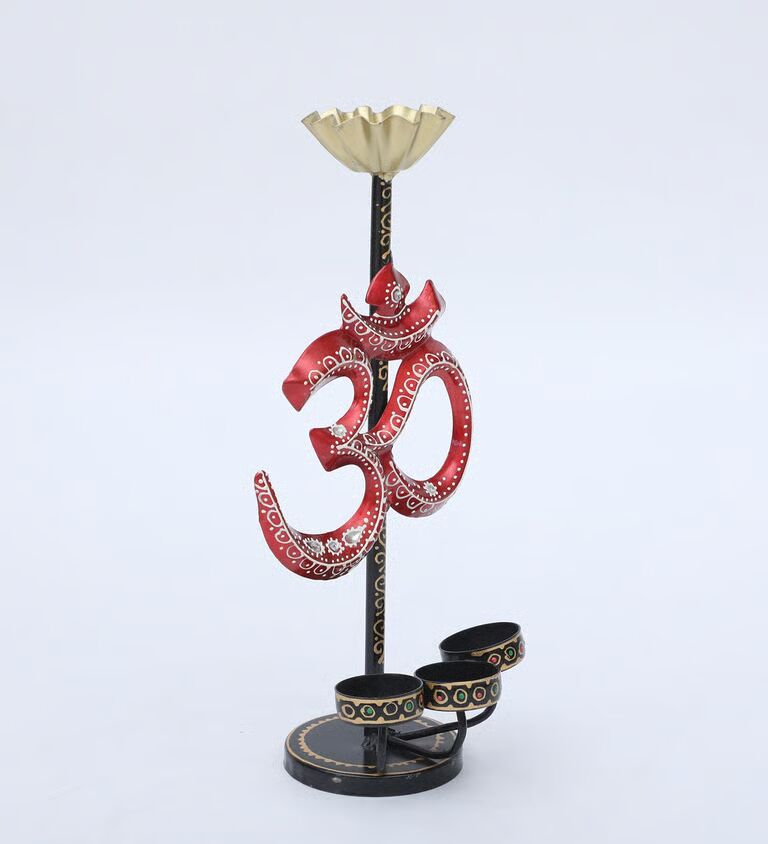 Om Multicolour Iron Tea Light Holder