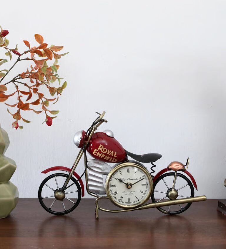 Bike 3'' Red Iron Table Clock