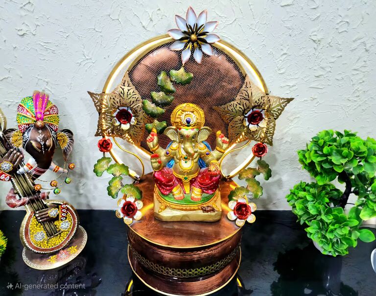 DECORATIVE MULTICOLOUR GANESH  STANDING LED RING 