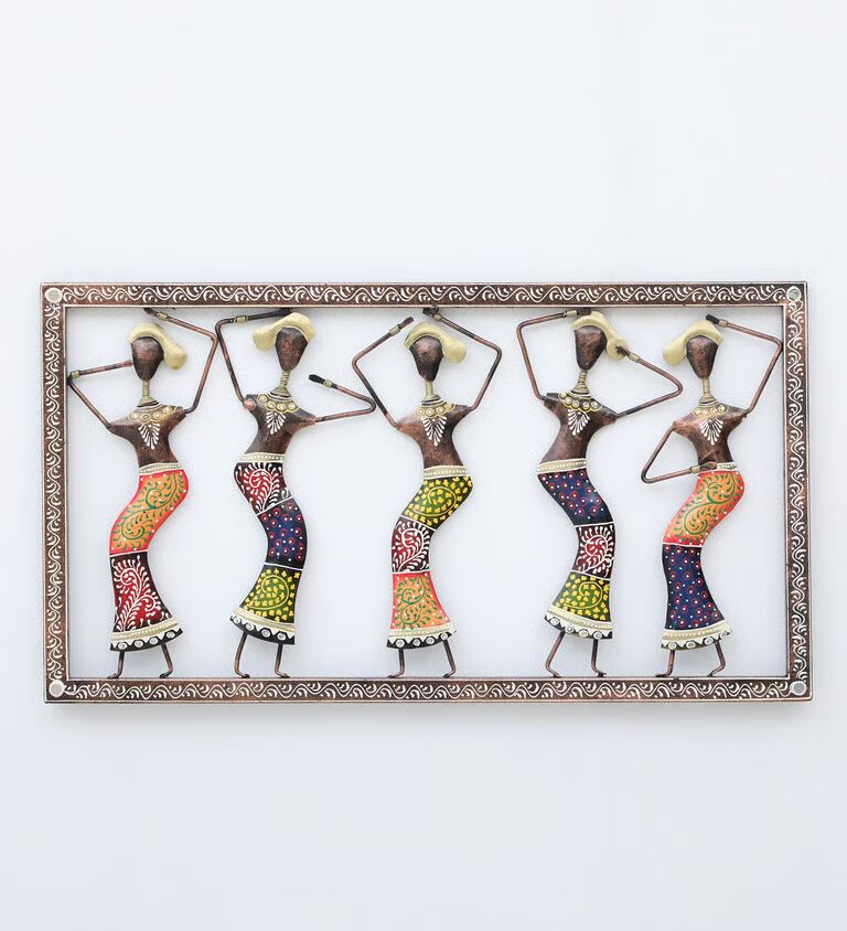 5 Lady Dancing Fram Decorative Multicolour Iron Wall Art
